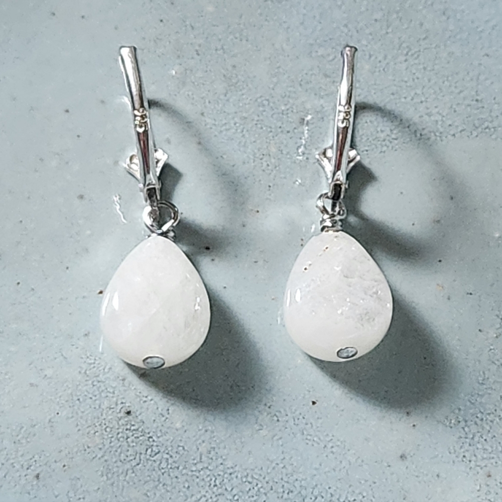 925 Sterling Silver and Moonstone Drop Earrings